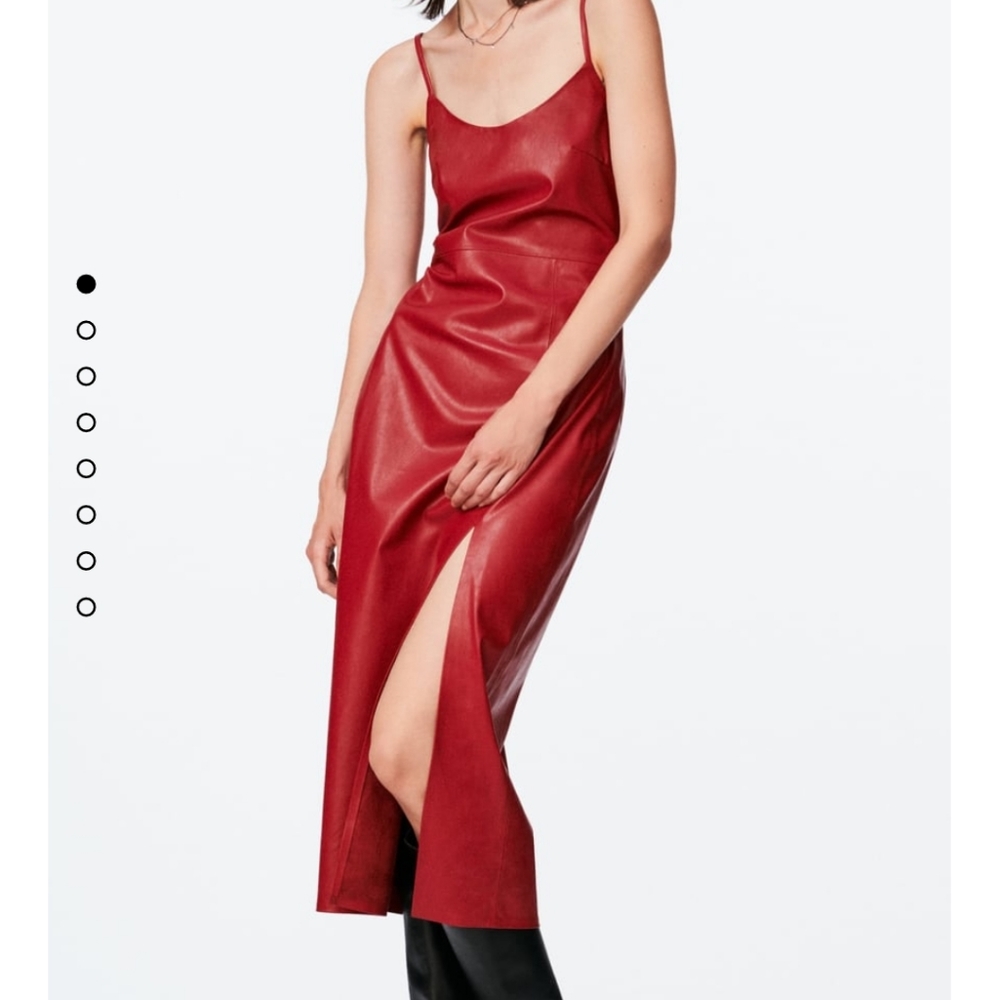zara faux leather slip dress medium